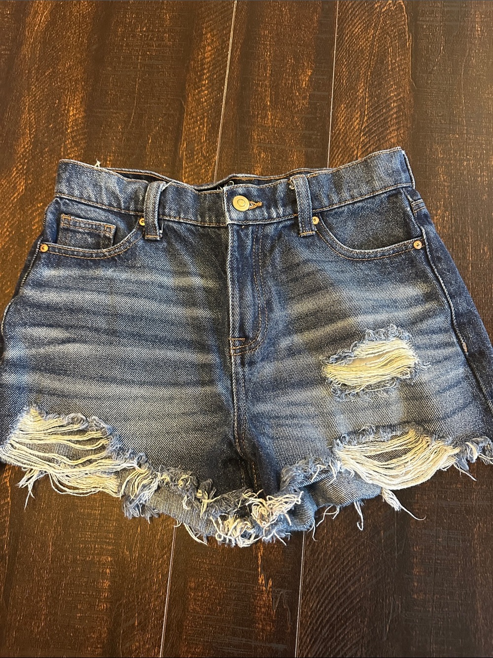 No Boundaries Distressed Denim Jean Shorts - Blue